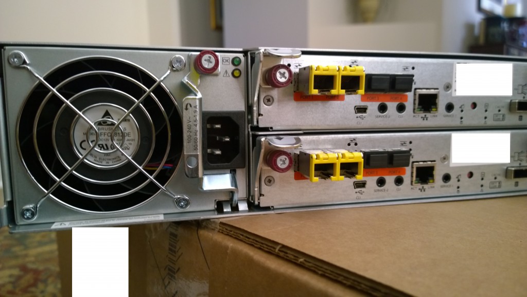 HP MSA 2040 Rear Power Supply and iSCSI Controllers
