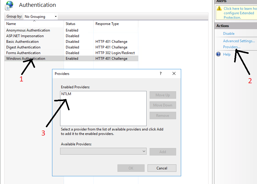 IIS Manager Authentication Providers