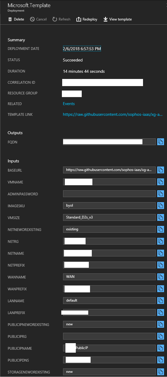 Sophos XG Azure Successful Deployment Template Page 1