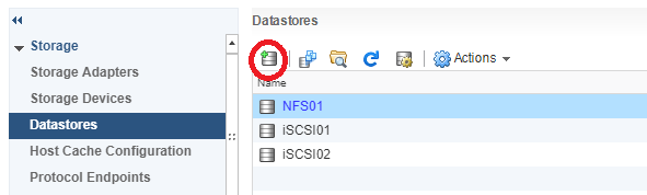 VMware ESXi Host Add Datastore Window