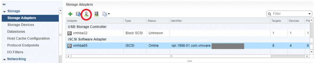 VMware ESXi Host Rescan Storage Adapter