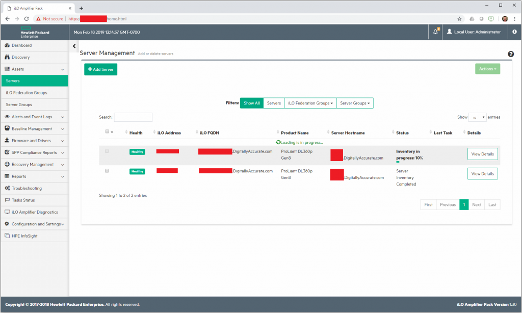 HPe iLO Amplifier Inventory