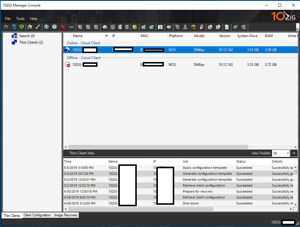 10ZiG Manager Logged In Main Window