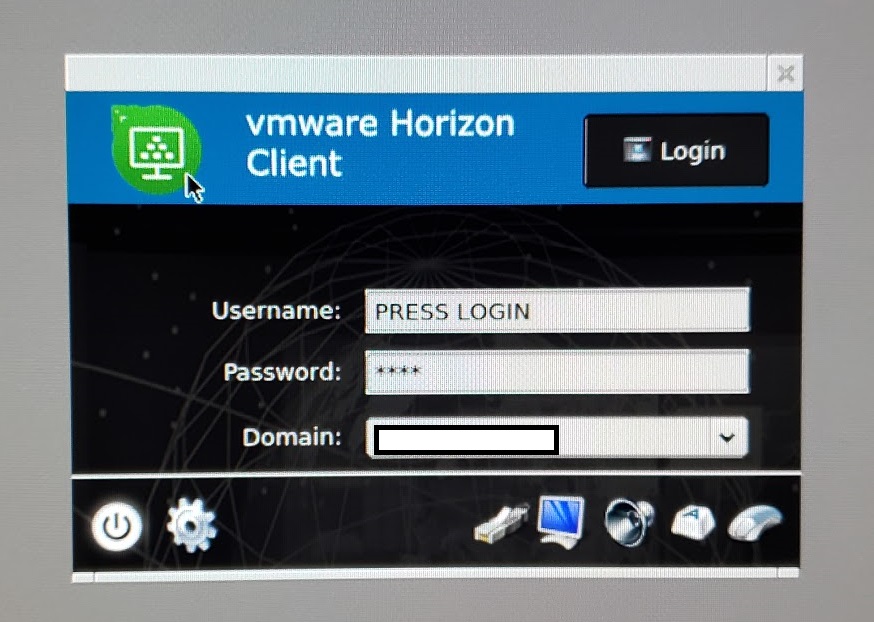 10ZiG Zero Client VMware View Login Dialog Window