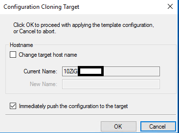 Configuration Cloning Target 10ZiG Manager Dialog Box