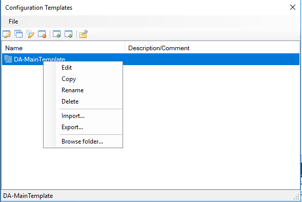 10ZiG Manager Configuration Templates Right Click Menu Shown