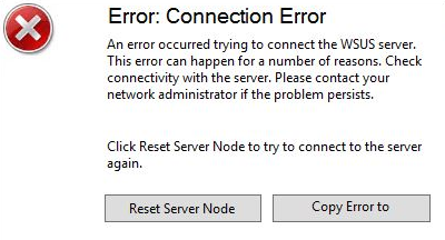 WSUS Connection Error presented when memory issue occurs