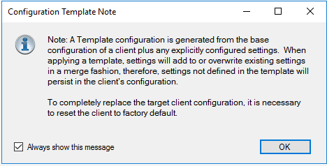 Configuration Template Note on configuration merge