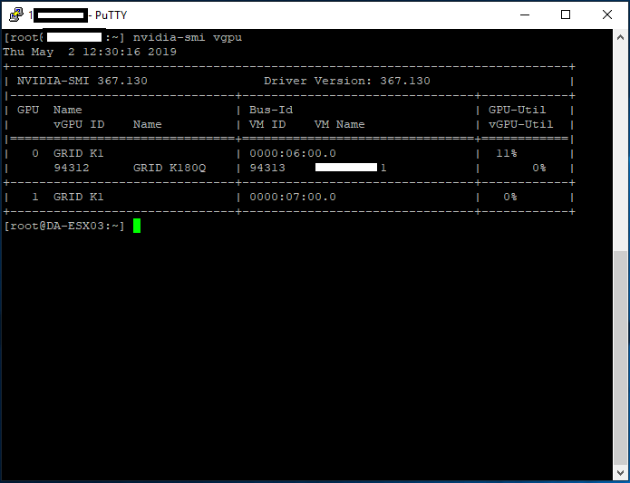 nvidia-smi with vgpu flag for vgpu information