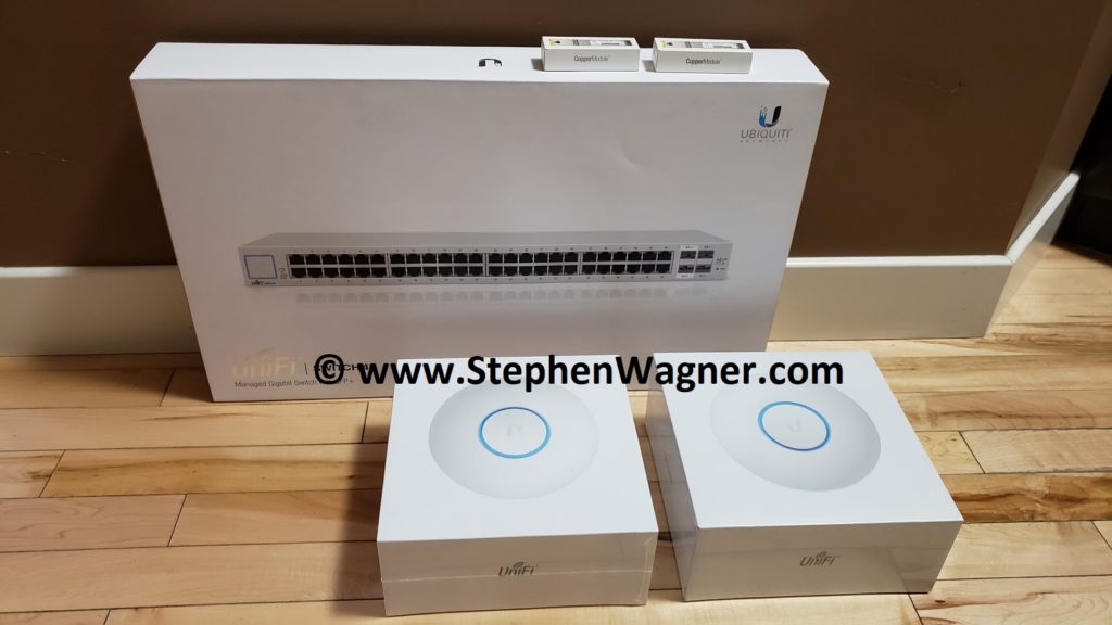 Ubiquiti UniFi US-48 Switch, UniFi nanoHD Wireless AP, 2 x UF-RJ45-10G SFP+ Modules