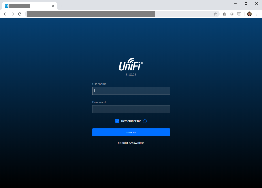 UniFi Controller Login Screen