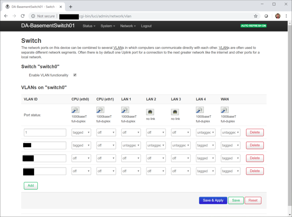 OpenWRT VLAN Configuration Settings Screenshot