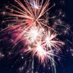 Fireworks igniting in the sky