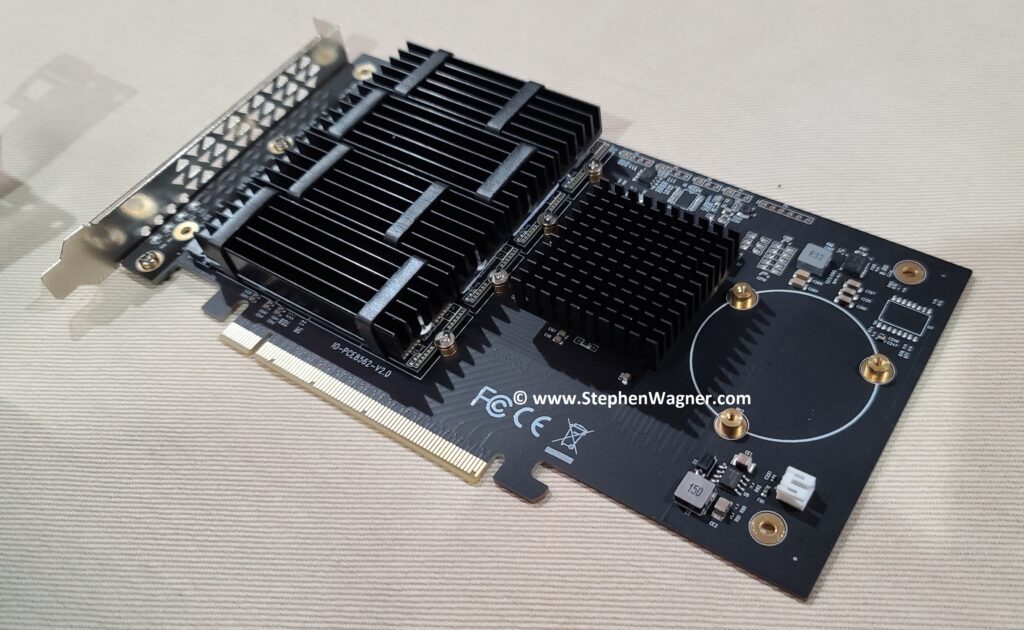 Picture of IOCREST IO-PEX40152 with GLOTRENDS M.2 NVMe SSD Heatsink on Sabrent Rocket 4 NVME