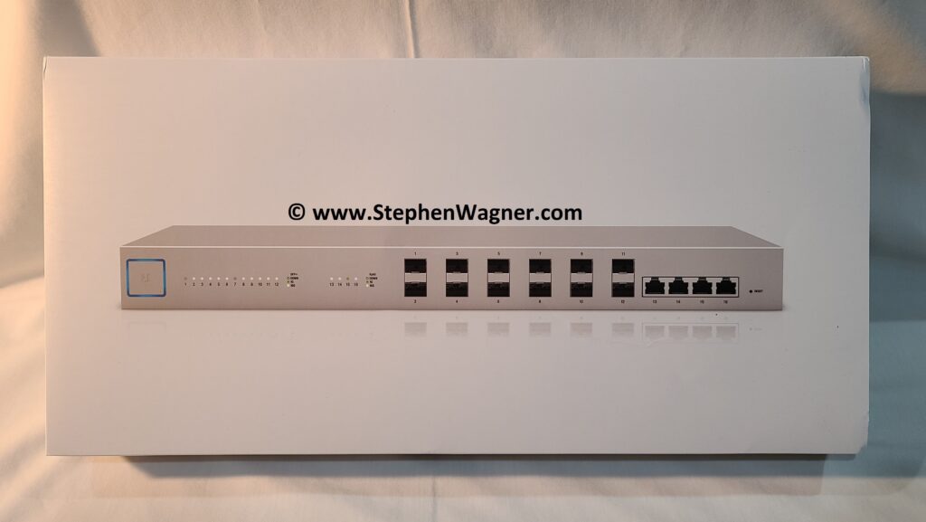 Picture of a Ubiquiti UniFi US-16-XG Switch retail box