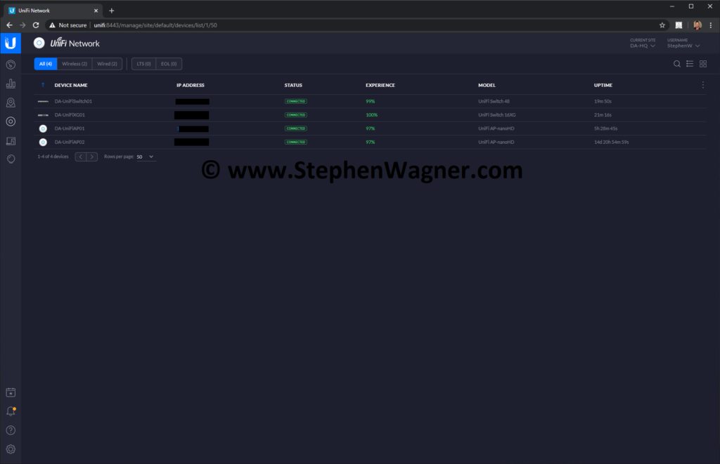 Screenshot of UniFi US-16-XG UniFi Configured