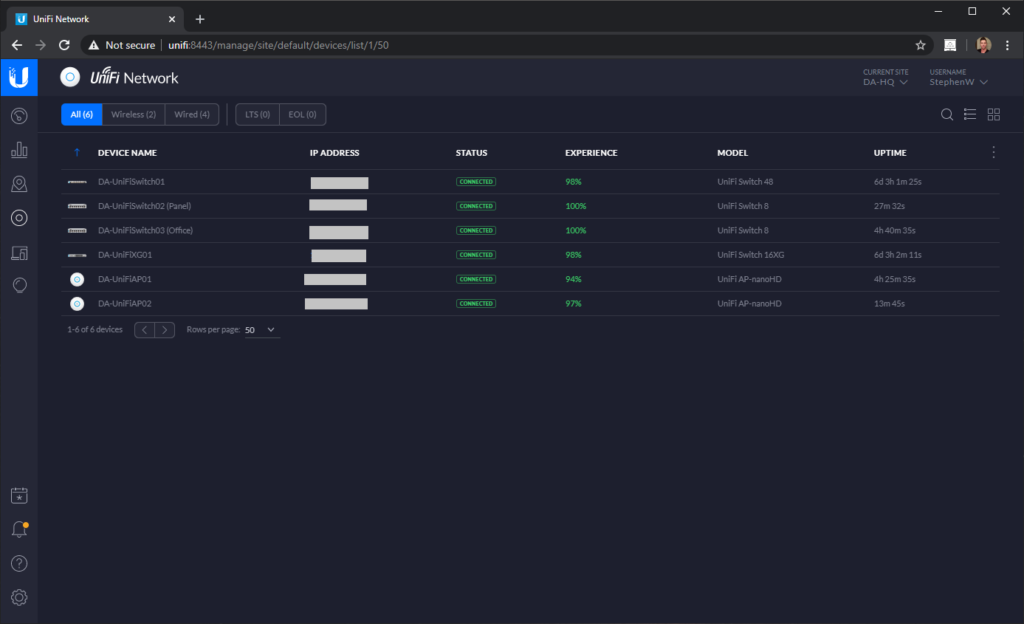 Screenshot of Ubiquiti UniFi US-8 Adopted on UniFi Controller