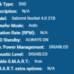 Screenshot of NVMe SSD on FreeNAS