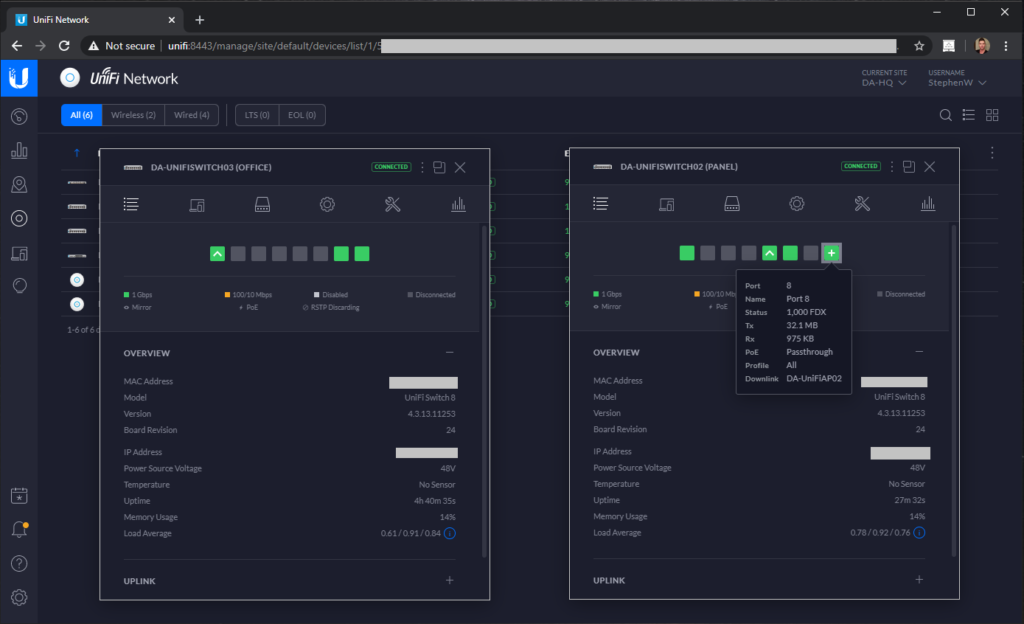 Screenshot of Ubiquiti UniFi US-8 Adopted and Configured on UniFi Controller