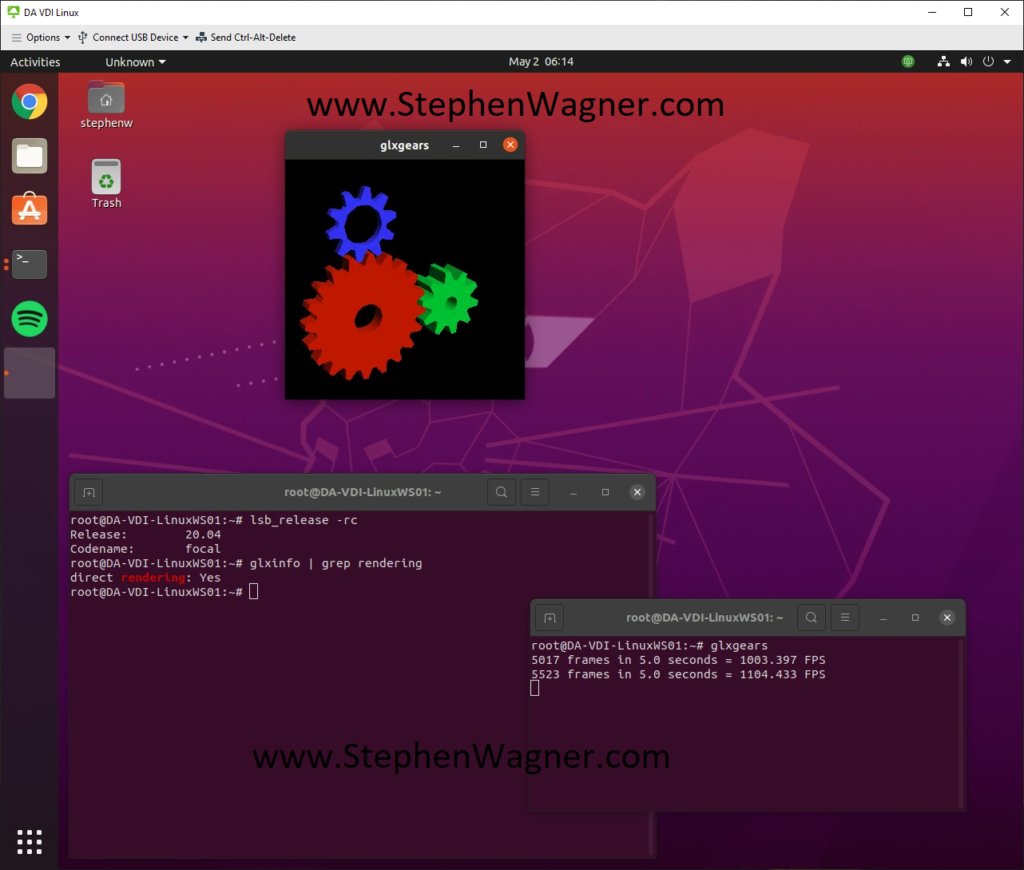 Screenshot of VMware Horizon for Linux on Ubuntu 20.04 LTS