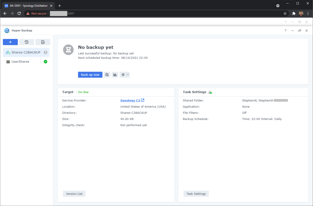 Hyper Backup NAS Backup to Synology C2 Cloud