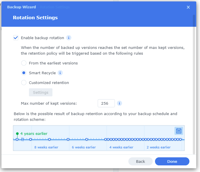 Hyper Backup Rotation Settings