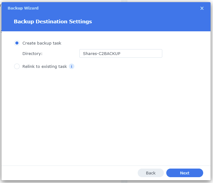 Hyper Backup Destination Settings