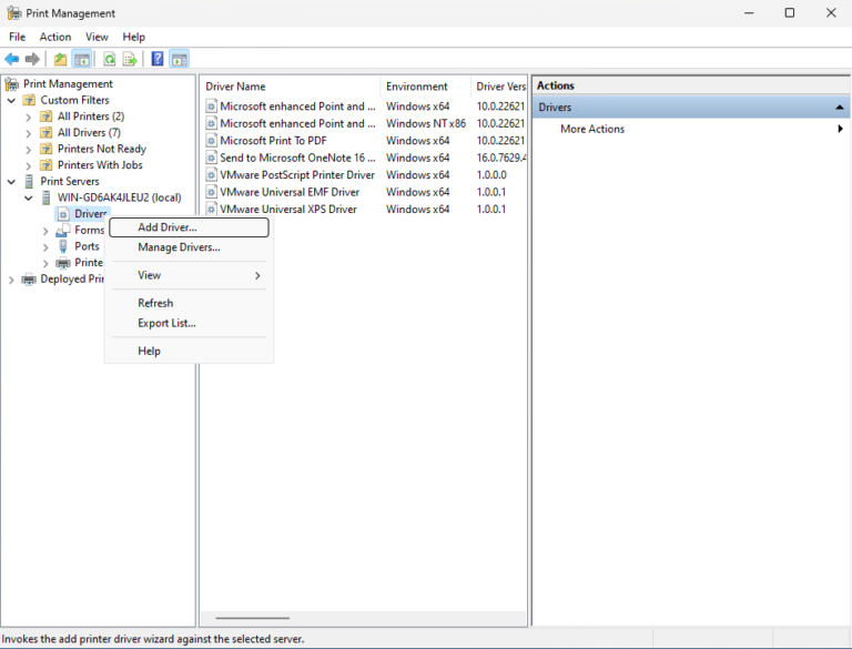 Add Printer Driver Wizard Add a printer driver to an Instant Clone golden image - The Tech Journal