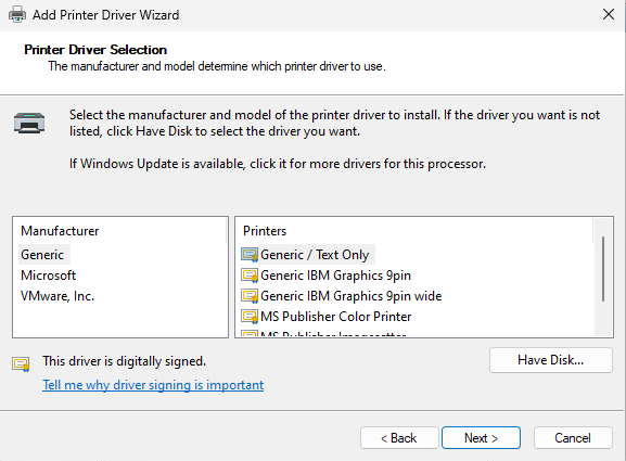 Print Management Add Printer Driver Location