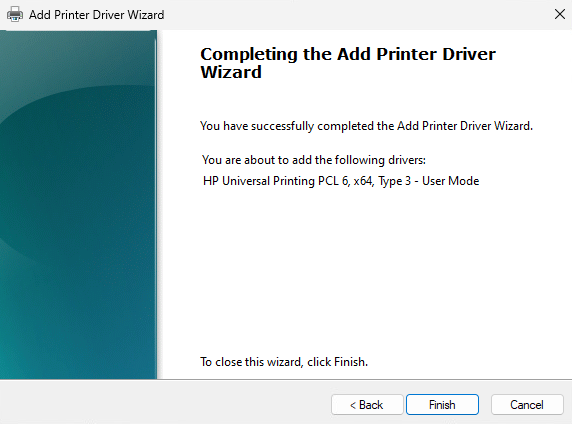 Finish installing Instant Clone Printer Driver