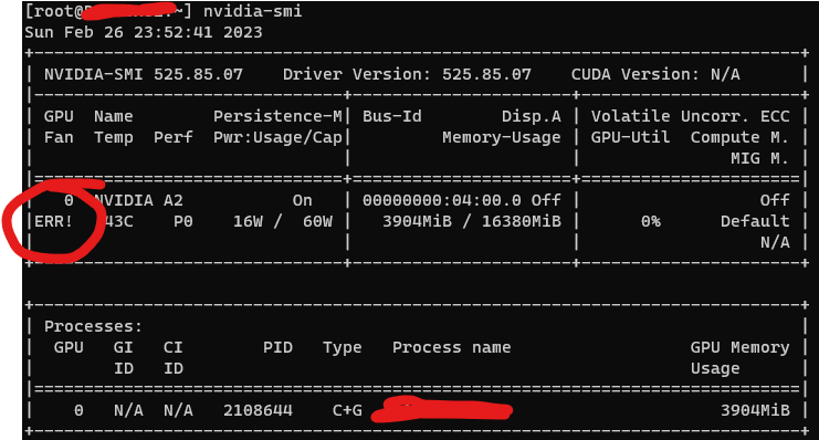 nvidia-smi showing ERR! error state on VMware ESXi host with vGPU