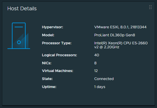 ESXi 8 on HPE Proliant DL360p Gen8