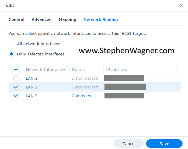 Synology iSCSI Target Network Binding