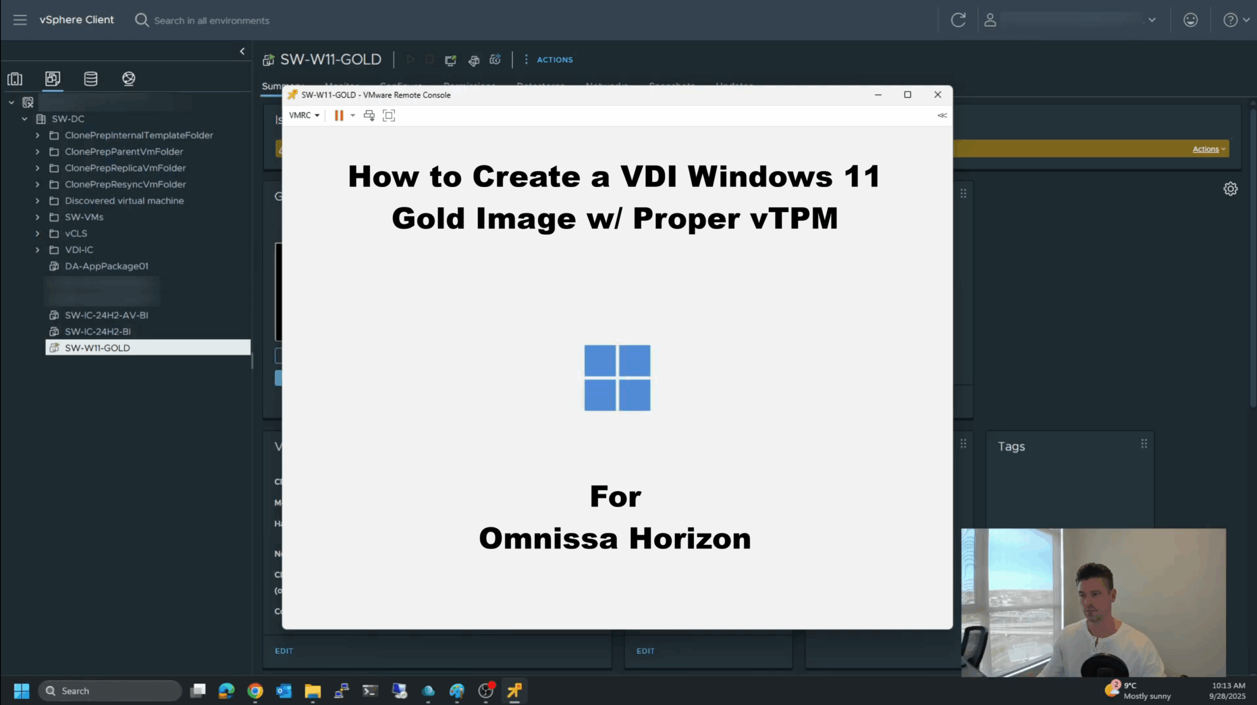 How to create a VDI Windows 11 Gold Image with proper vTPM for